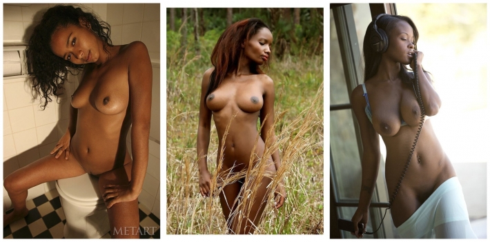 Голая темнокожая девушка